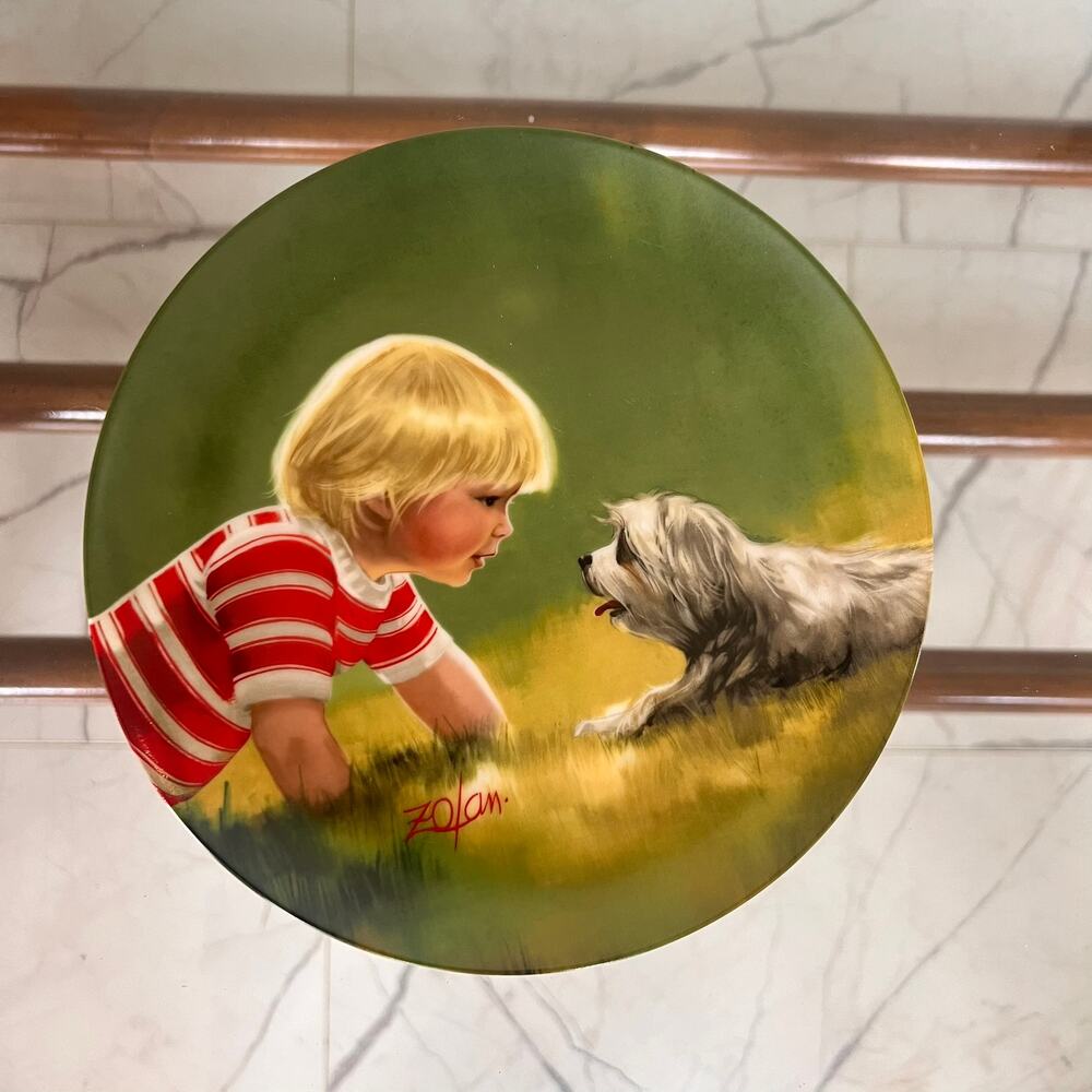 Vintage Plate 1985 "Making Friends" Collectible Plate by Donald Zolan, Numbered